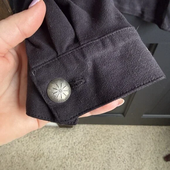 Double D Ranch Women's Size Large Black Suede Feel Button Up Western Shirt - Picture 5 of 11